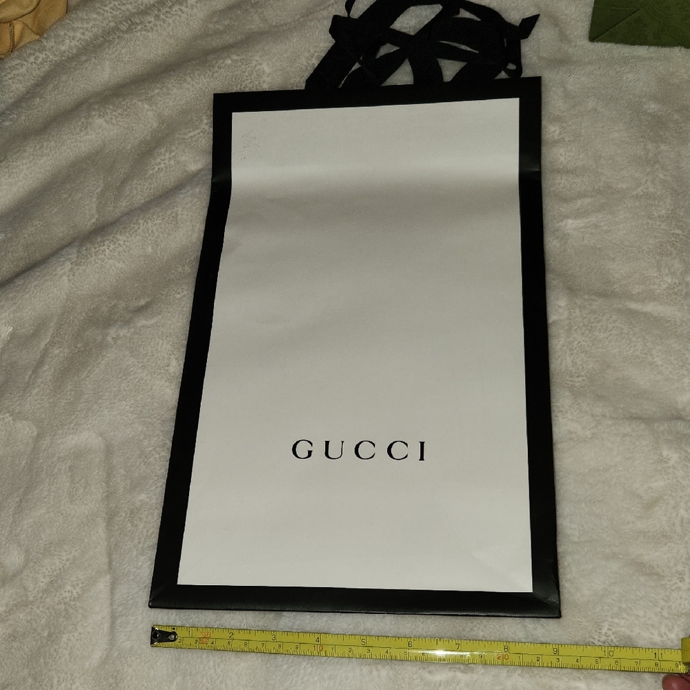 Gucci Gift Bag Bundle. One Black & White, One Art-Deco, Green & Black & Burgundy